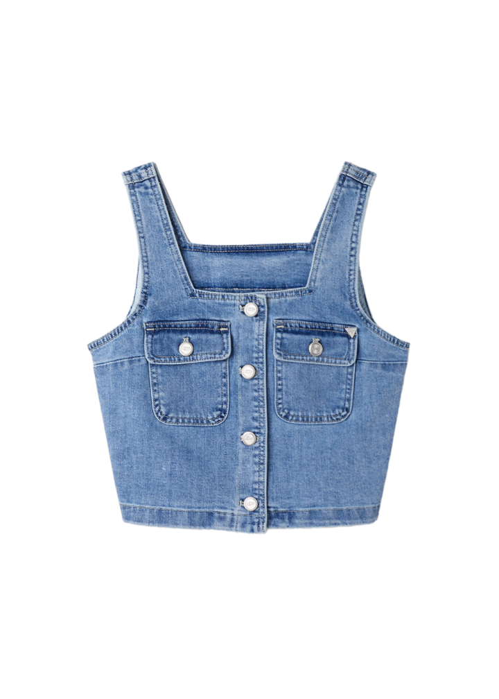 Women's M-Tone Pocket Vest (Medium Blue) Worn by NMIXX