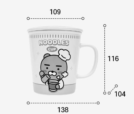 [KAKAO FRIENDS]Choonsik 500ml Ceramic Mug with Lid Noodle Bowl