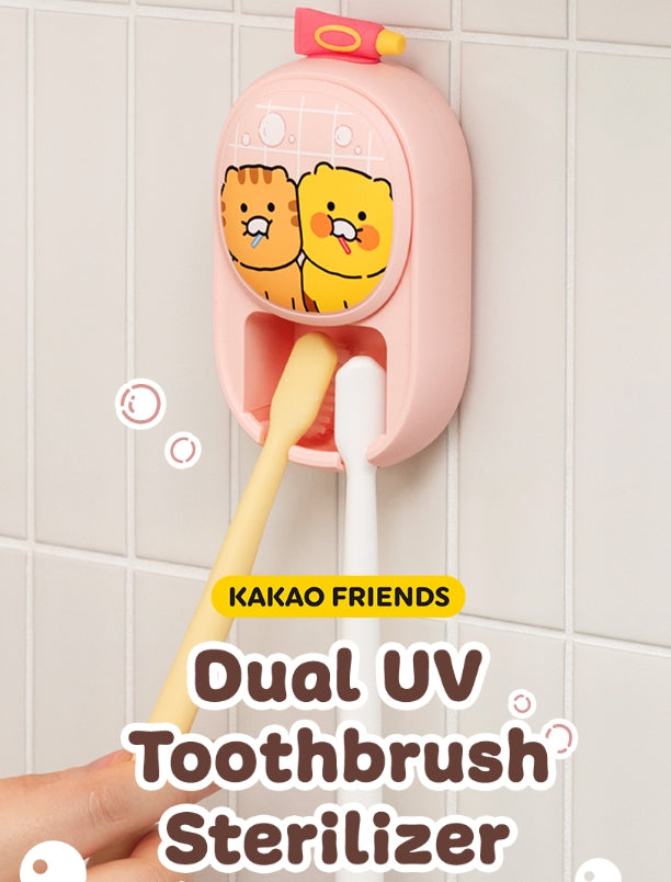[KAKAO FRIENDS]Chunsik Dual UV Toothbrush Sterilizer & Dryer (Portable & Home Use, 2-Slot)