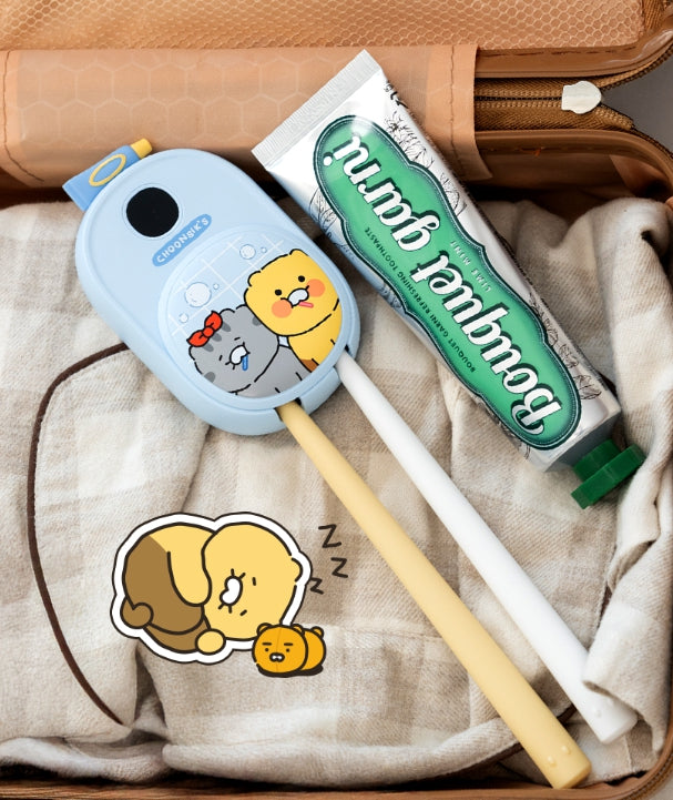 [KAKAO FRIENDS]Chunsik Dual UV Toothbrush Sterilizer & Dryer (Portable & Home Use, 2-Slot)