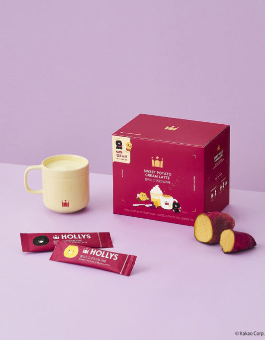 [KAKAO FRIENDS]Hollys Sweet Potato Cream Latte 30T + Chunsik Cup Coaster (Random 1 of 2)