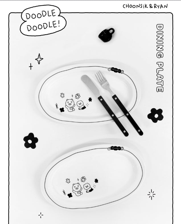 [KAKAO FRIENDS]Dudoom Dudoom Plate 1P + Fabric Tissue Case Set (Ryan & Chunsik)