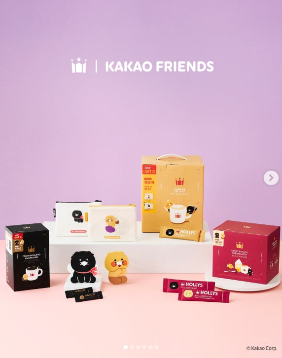 [KAKAO FRIENDS]Hollys Vanilla Delight 60T + 30T Bonus + Chunsik Pouch (Random 1 of 2)