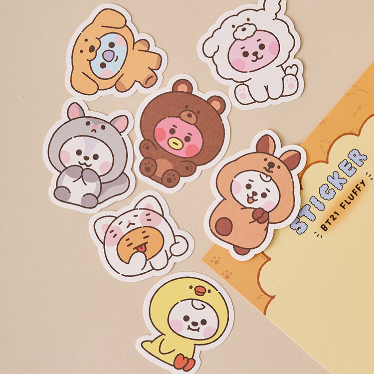 [BTS] BT21 BABY Fluffy Sticker Pack Set 7pcs