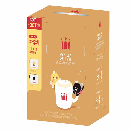 [KAKAO FRIENDS]Hollys Vanilla Delight 60T + 30T Bonus + Chunsik Pouch (Random 1 of 2)