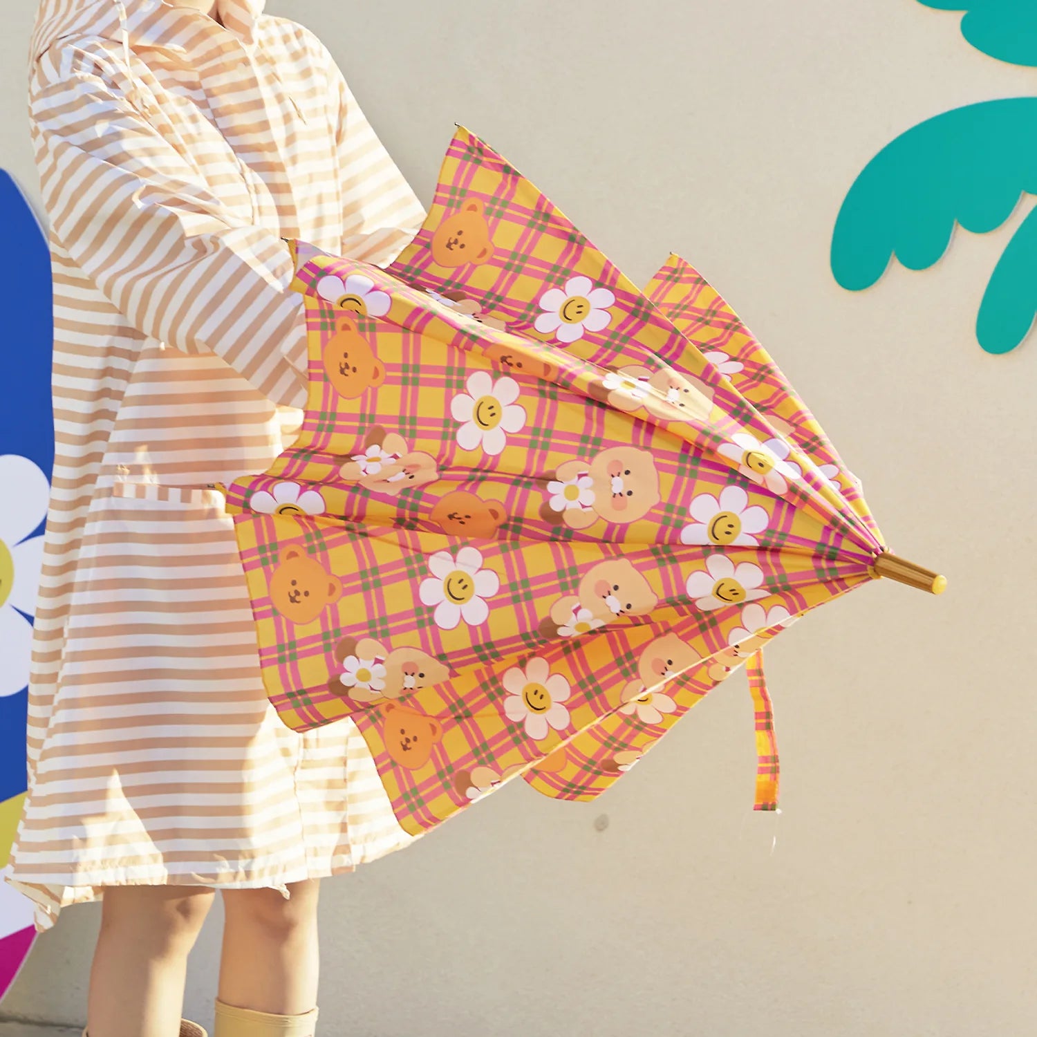 WiggleWiggle x Kakao Friends Long Umbrella  Chunsik Checkered