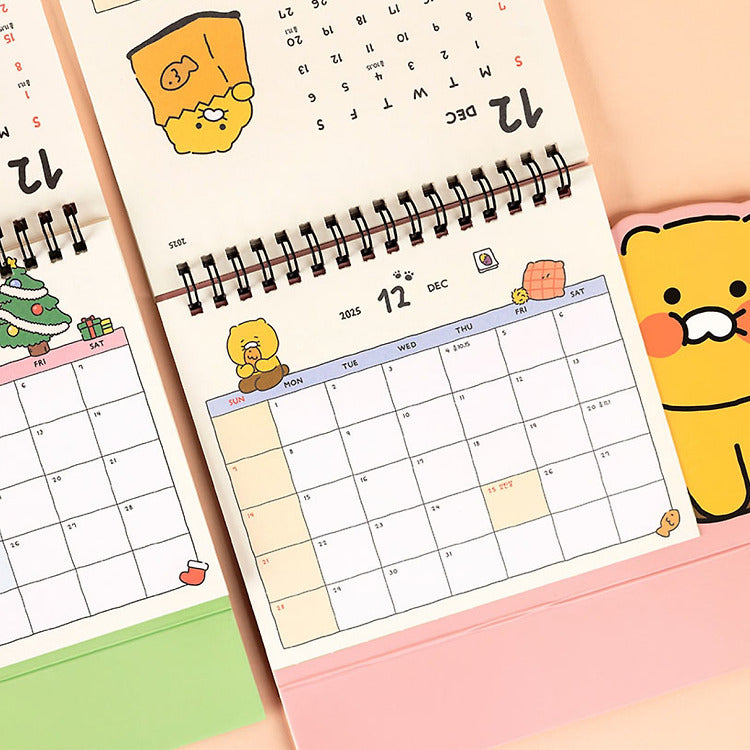 [KAKAO FRIENDS] Chunsik's Ordinary 2025 Tabletop Calendar Pink OFFICIAL MD