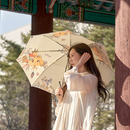 [KOREAN MUSEUM LIFE] nam il-ho yellow flower 3-section automatic umbrella