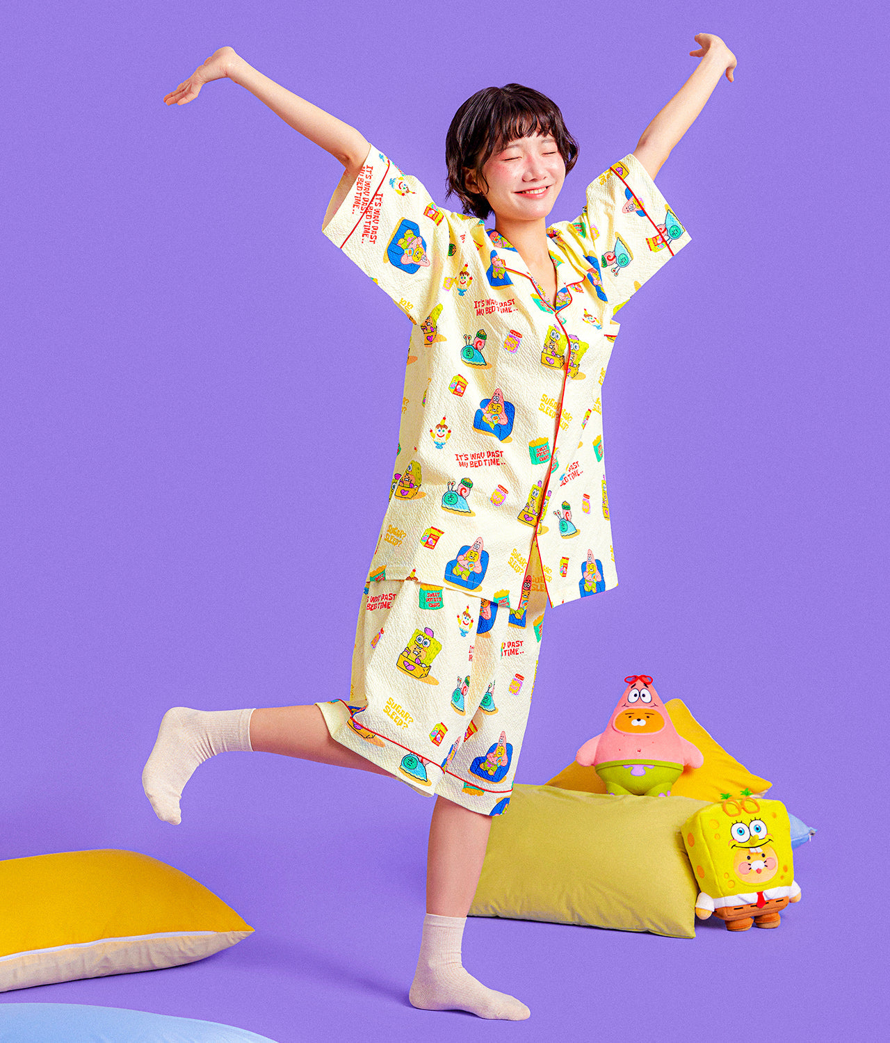 [Kakao Friends]SpongeBob x Kakao Friends Cooling Pajama Set (Men/Women)