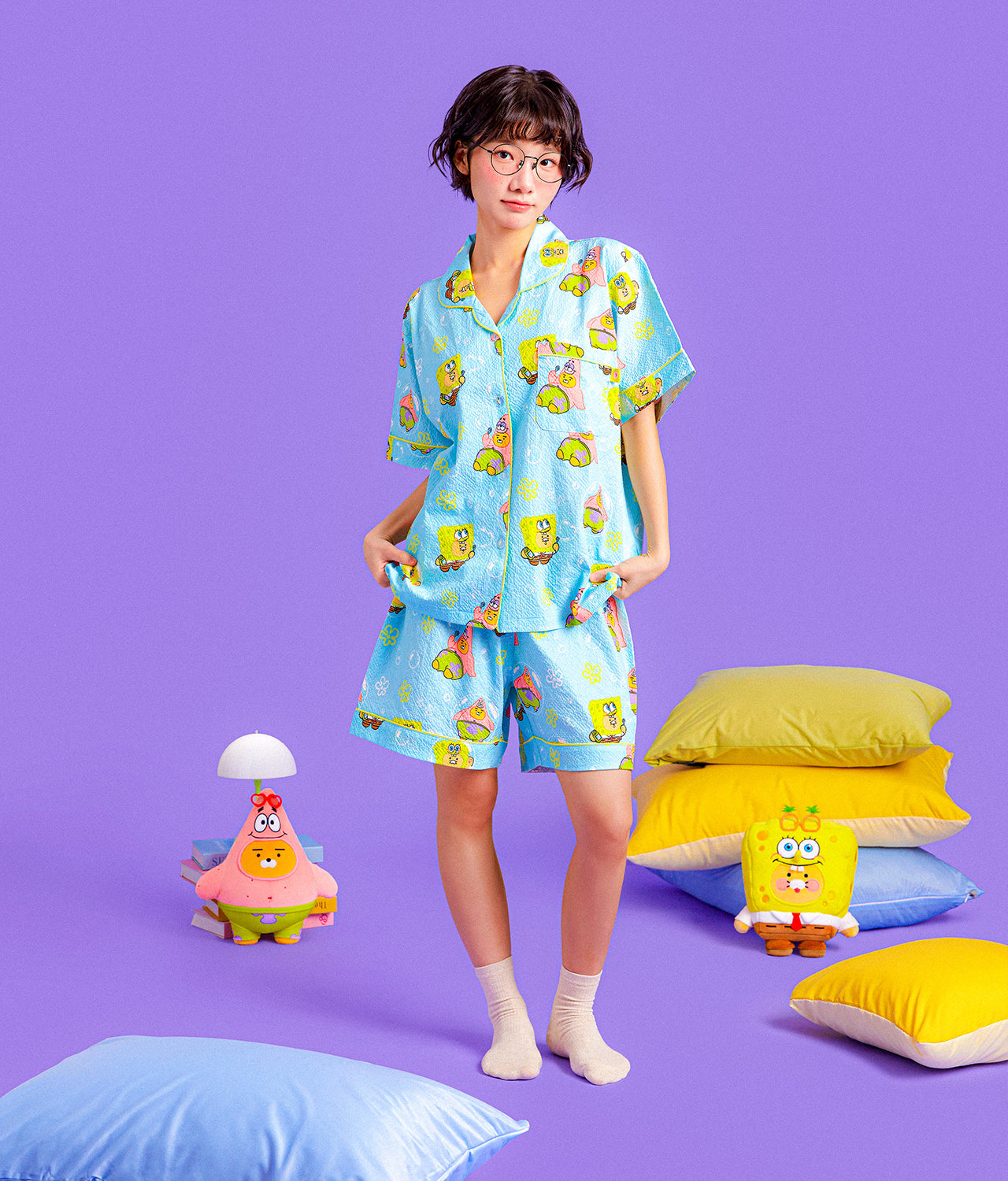 [Kakao Friends]SpongeBob x Kakao Friends Cooling Pajama Set (Men/Women)