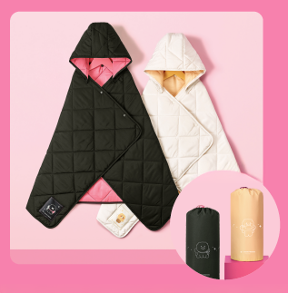 [KAKAO FRIENDS] X Hollys Ojing Chunsik Quilted Hooded Cape Blanket