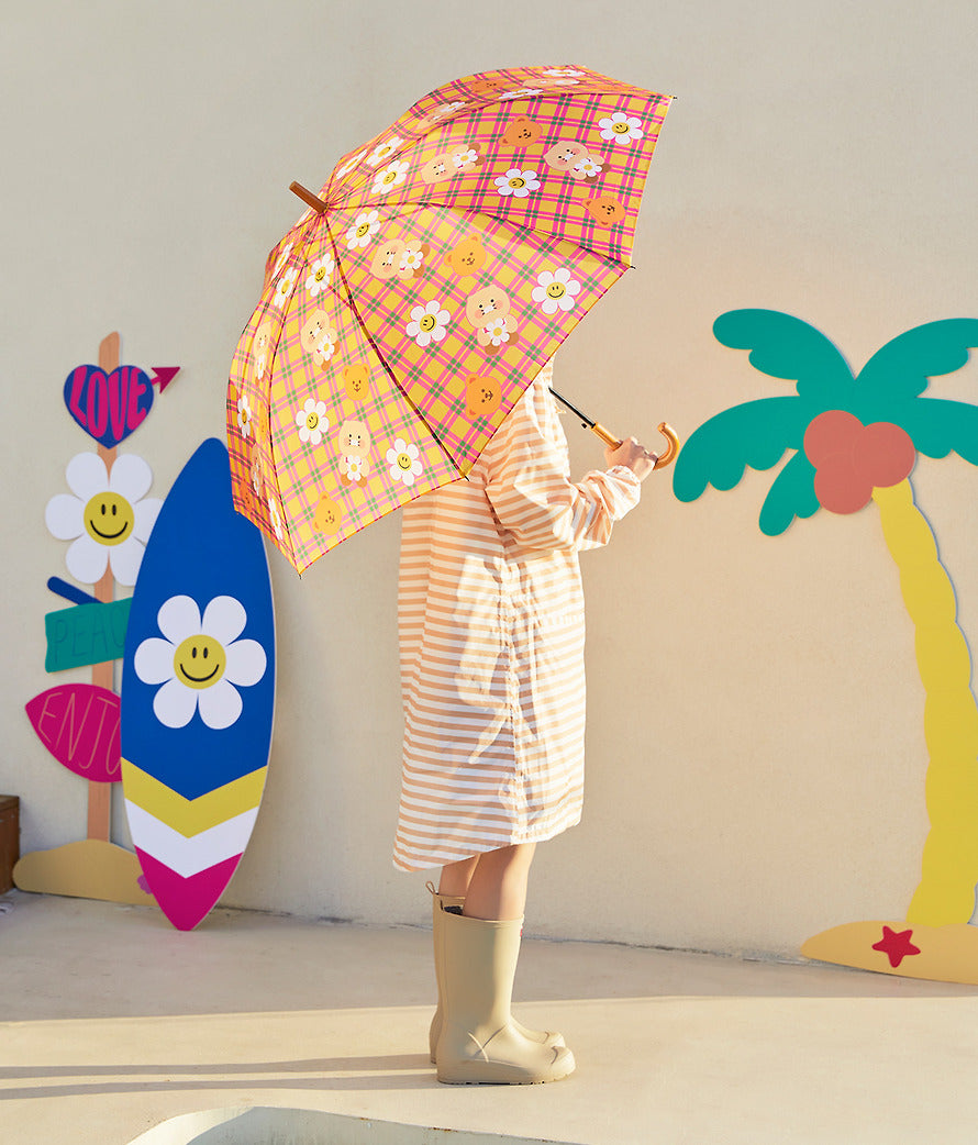WiggleWiggle x Kakao Friends Long Umbrella  Chunsik Checkered