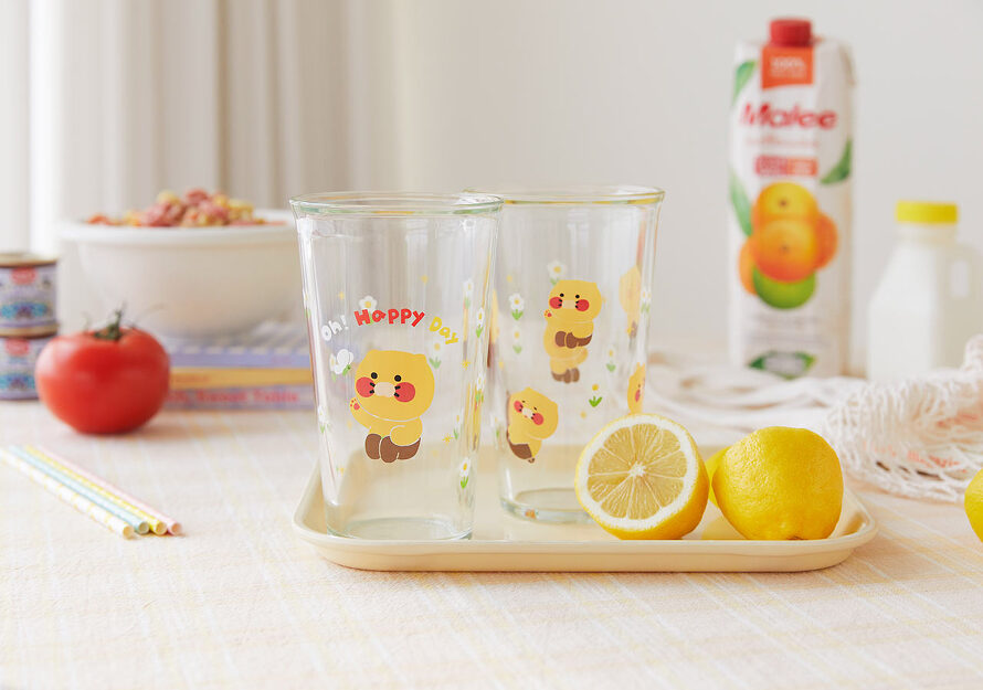 [KAKAO FRIENDS] Happy Day Glass Cup 2P Set Choonsik OFFICIAL MD