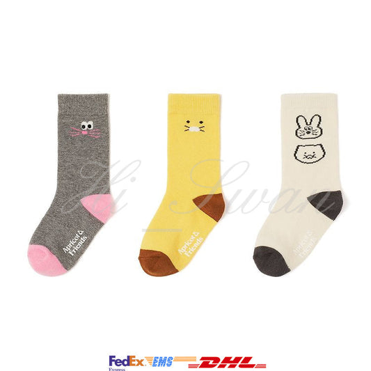 [KAKAO FRIENDS] APRICOT STUDIOS Socks (3P) OFFICIAL MD