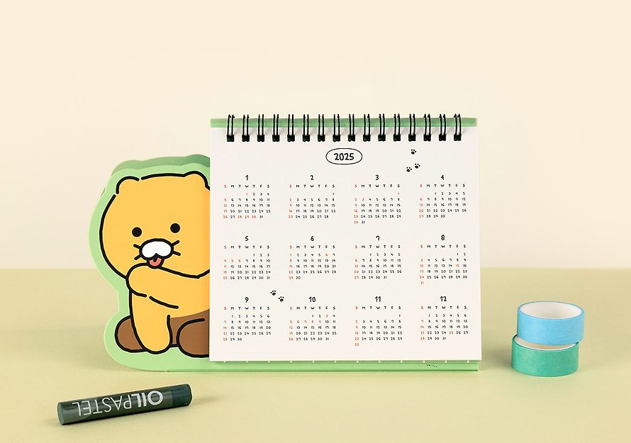 [KAKAO FRIENDS] Chunsik's Ordinary 2025 Tabletop Calendar Green OFFICIAL MD