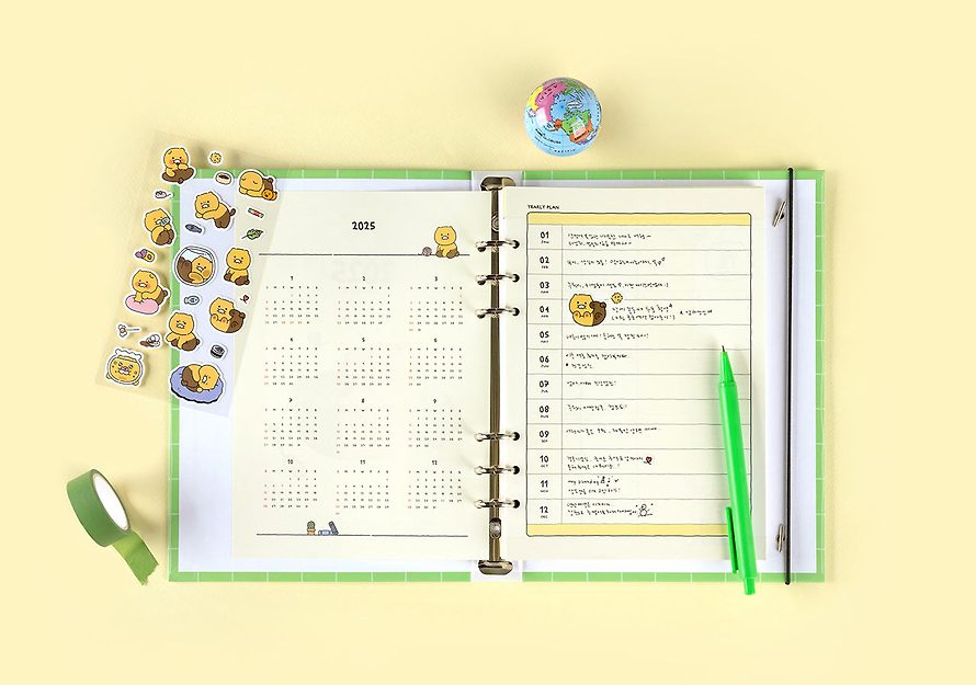 [KAKAO FRIENDS] Choonsik's Ordinary 2025 A5 Binder 6-hole Diary OFFICIAL MD