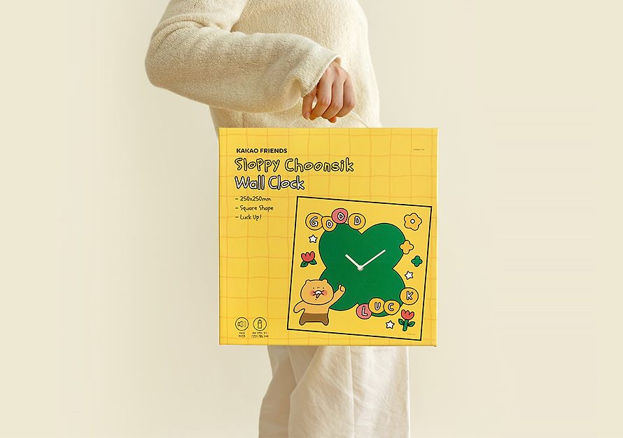 [KAKAO FRIENDS] Slopey Choonsik Square wall clock OFFICIAL MD