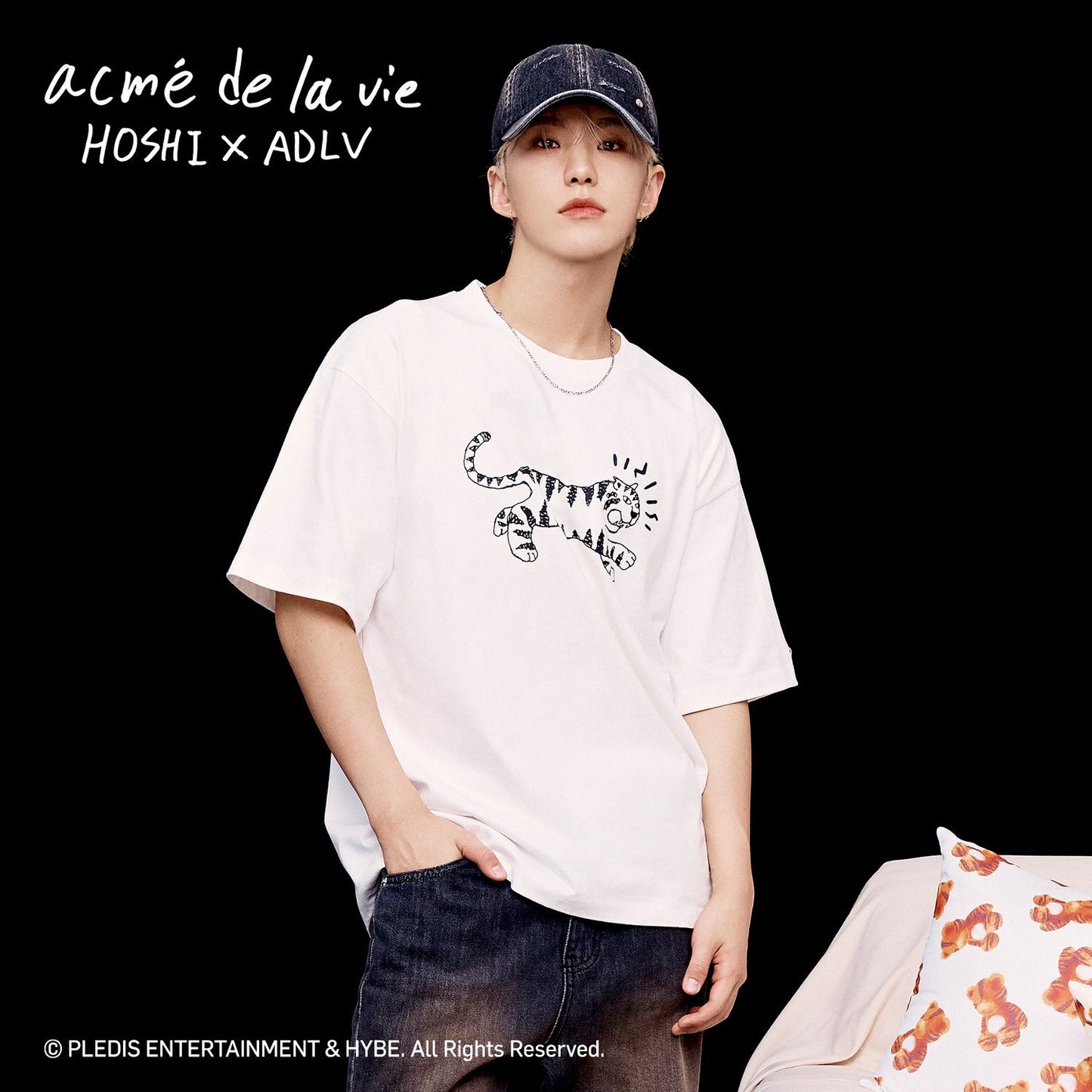 [SEVENTEEN] HOSHI X ADLV TIGER SKETCH SHORT SLEEVE T-SHIRT OFFICIAL MD