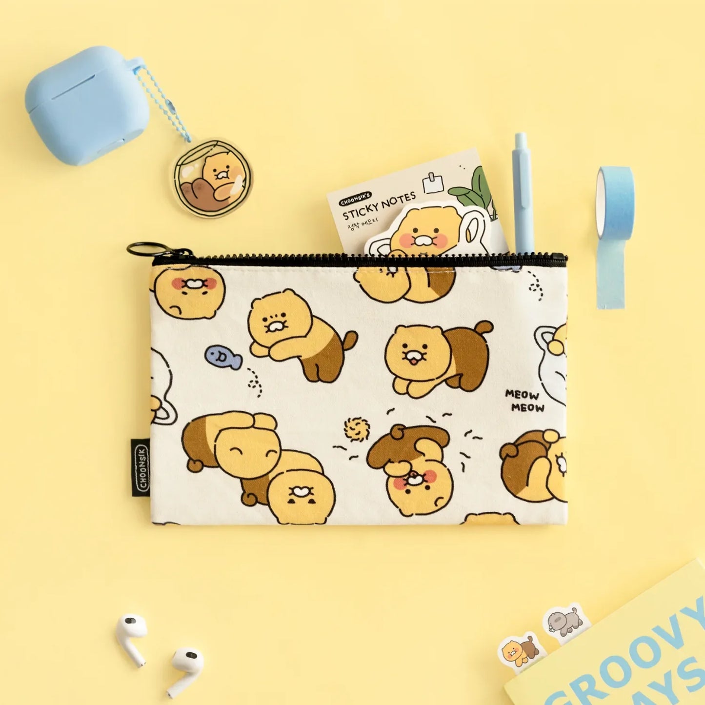 [KAKAO FRIENDS] choonsik ordinary pattern flat pouch m