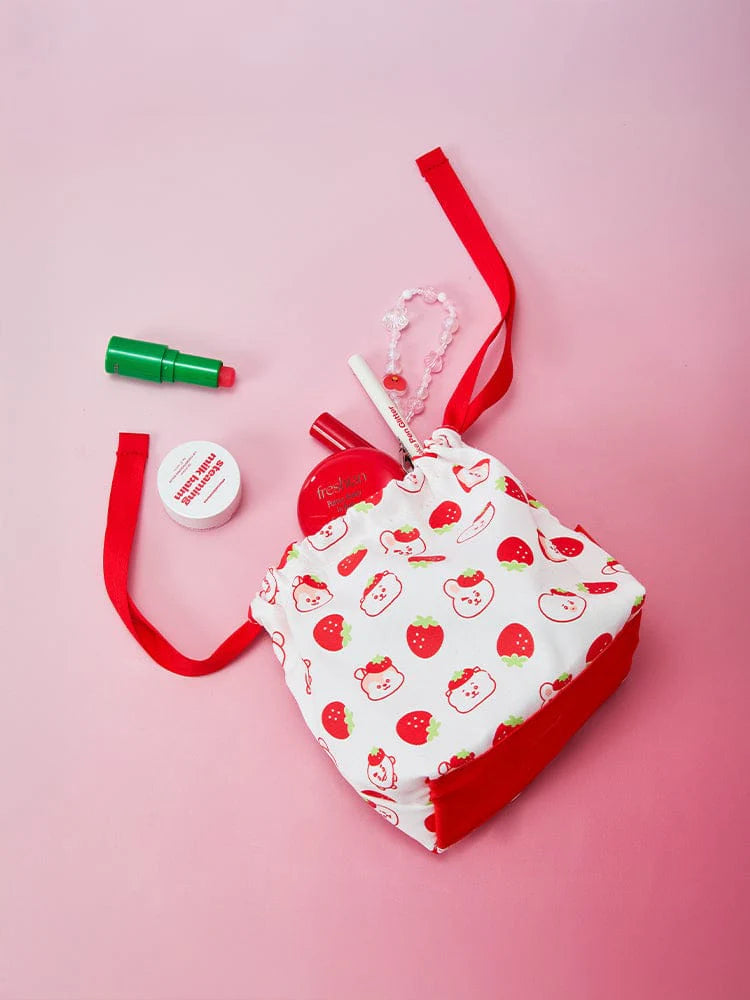 [BTS] BT21 Strawberry Party Drawstring Pouch