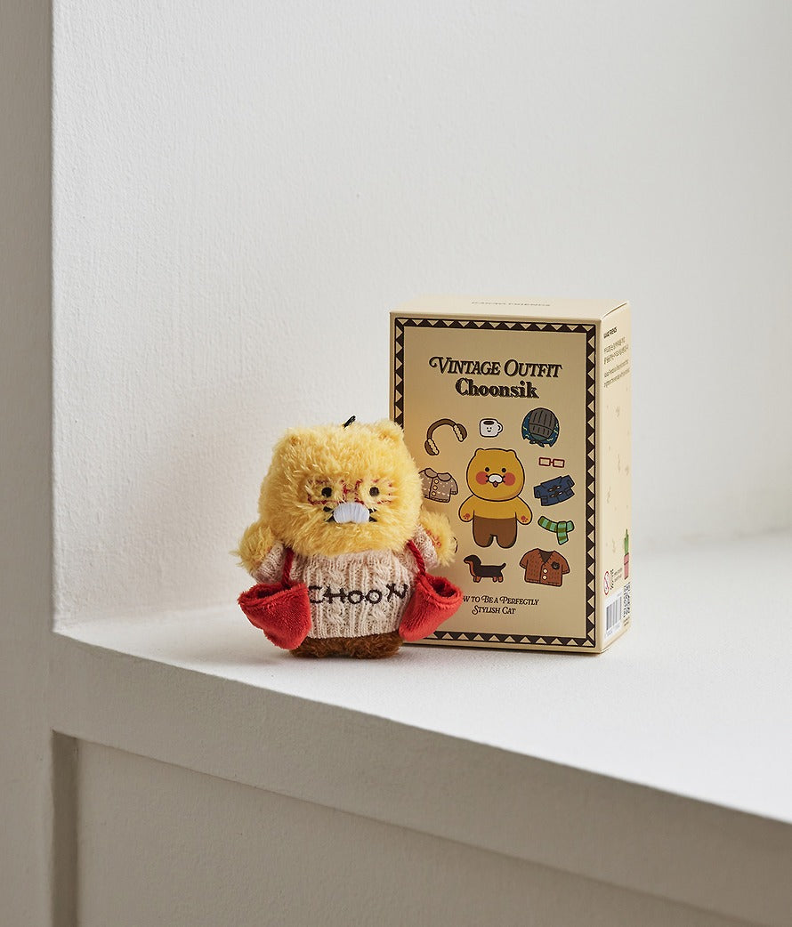 [KAKAO FRIENDS] Vintage Outfit Fleece Plush Keyring Set (5 types) Chunsik