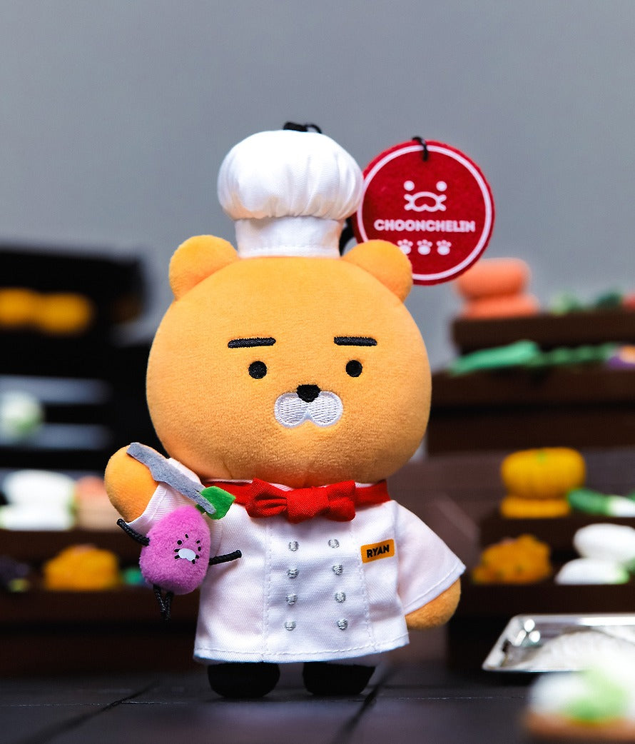 [KAKAO FRIENDS]Black and White Chef x Kakao Friends Ryan White Spoon Plush Keyring