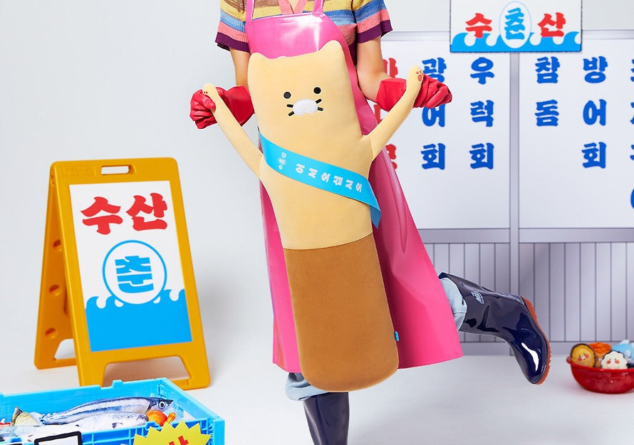 [KAKAO FRIENDS]Choonsik Seafood Market Shaking Roll Cushion Long Plush Pillow