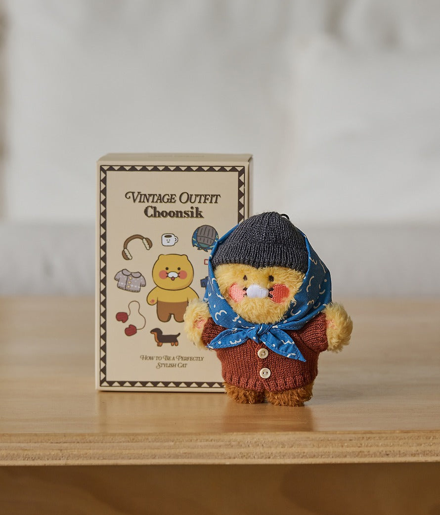 [KAKAO FRIENDS] Vintage Outfit Fleece Plush Keyring Set (5 types) Chunsik