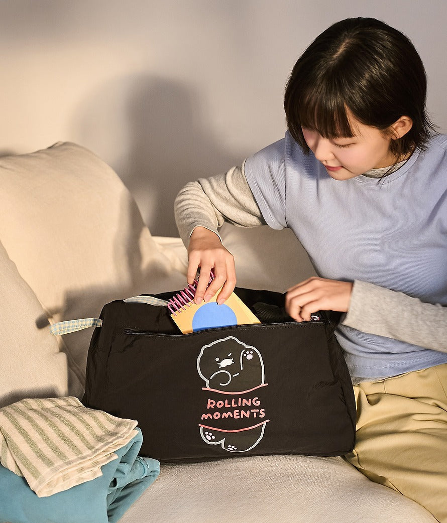 [KAKAO FRIENDS]Black Choonsik Folding Travel Bag