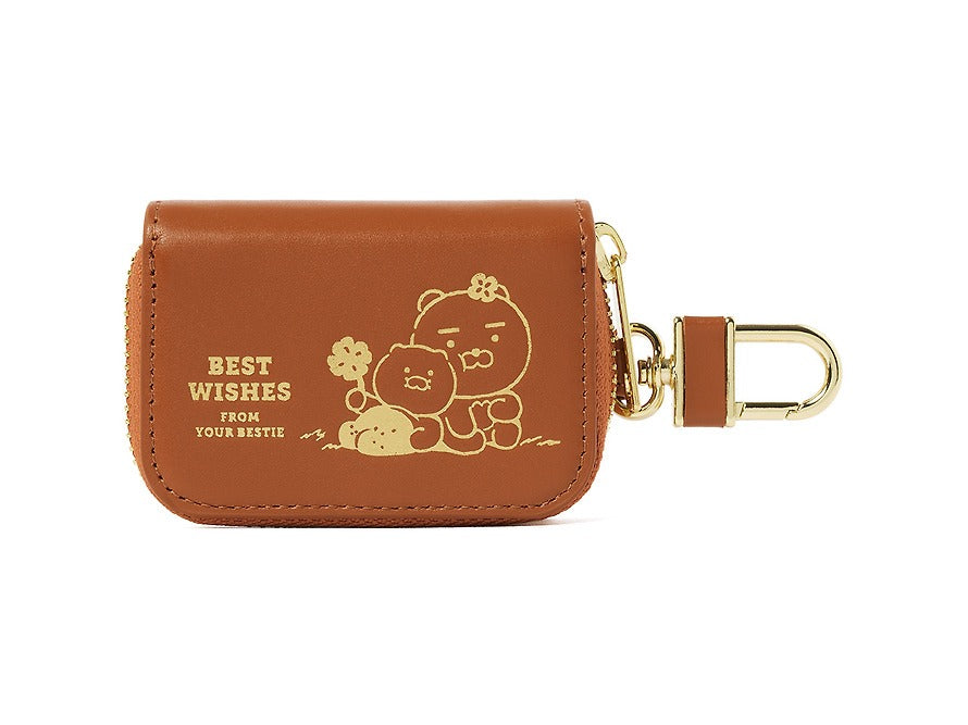 [KAKAO FRIENDS]Leather Smart Key Case Car Key Holder Chunshik Brown