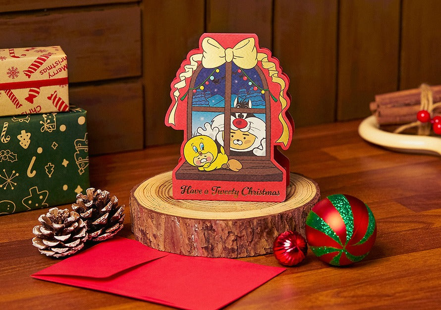 [KAKAO FRIENDS] Looney Tunes X Friends Christmas Stamping Card  Little Ryan & Baby Chunsik