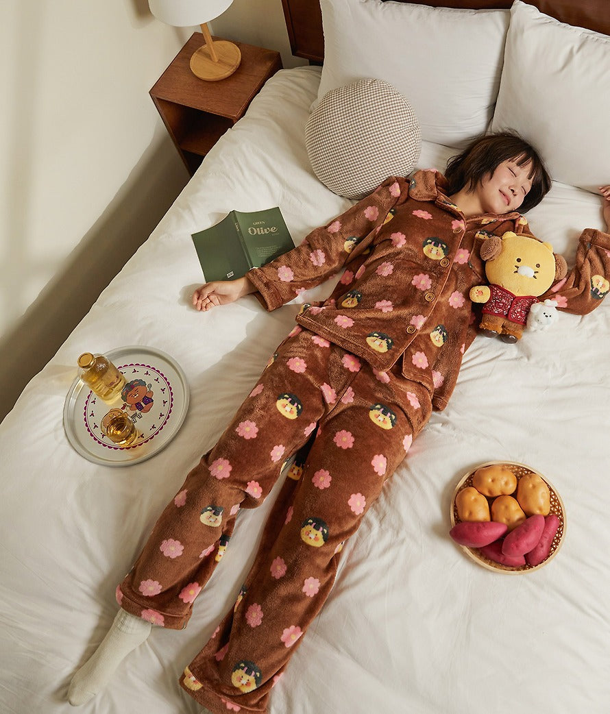 [KAKAO FRIENDS] Countryside Series Flannel Pajama Set Chunsik