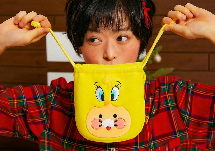 [KAKAO FRIENDS] Looney Tunes X Friends Tweety Face Drawstring Pouch  Baby Chunsik