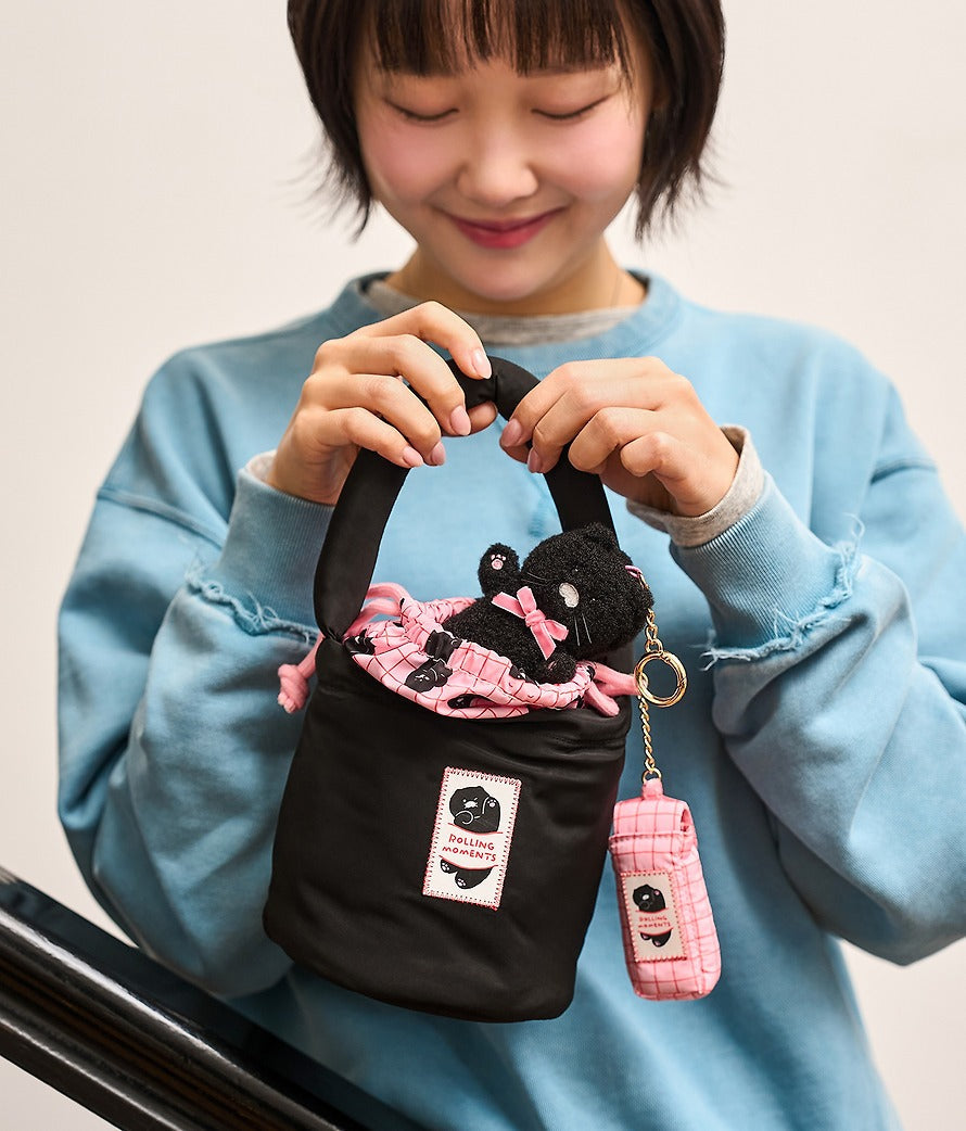 [KAKAO FRIENDS]Black Choonsik Padded Pouch Bag
