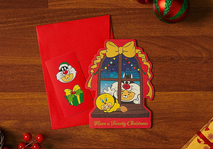 [KAKAO FRIENDS] Looney Tunes X Friends Christmas Stamping Card  Little Ryan & Baby Chunsik