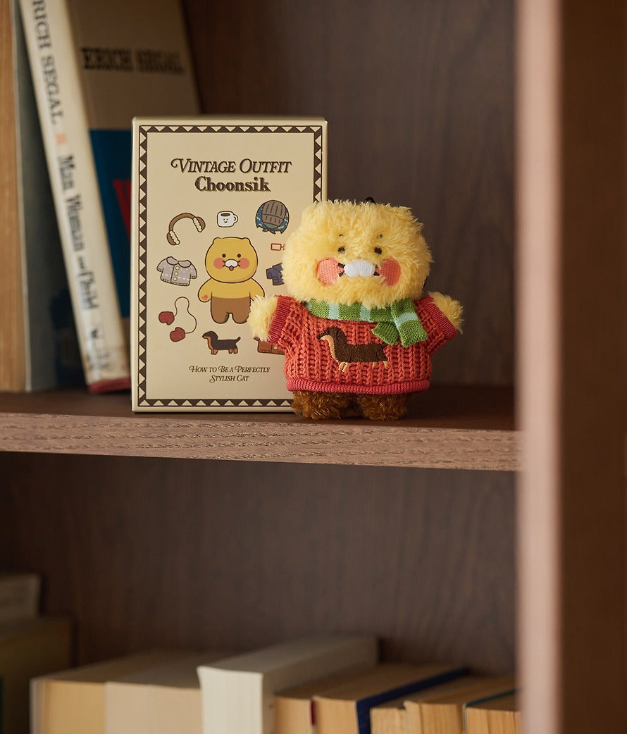 [KAKAO FRIENDS] Vintage Outfit Fleece Plush Keyring Set (5 types) Chunsik