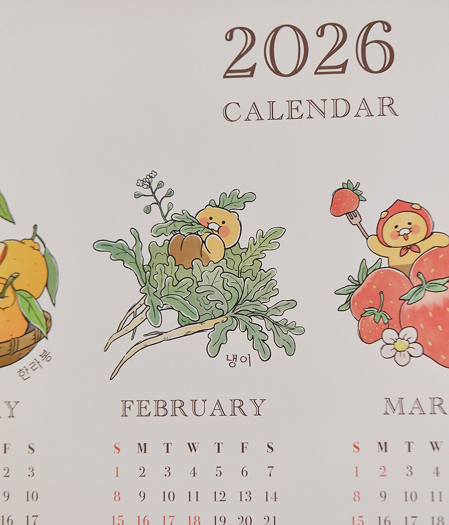 [KAKAO FRIENDS]2026 Poster Calendar with Seasonal Ingredients  Chunsik