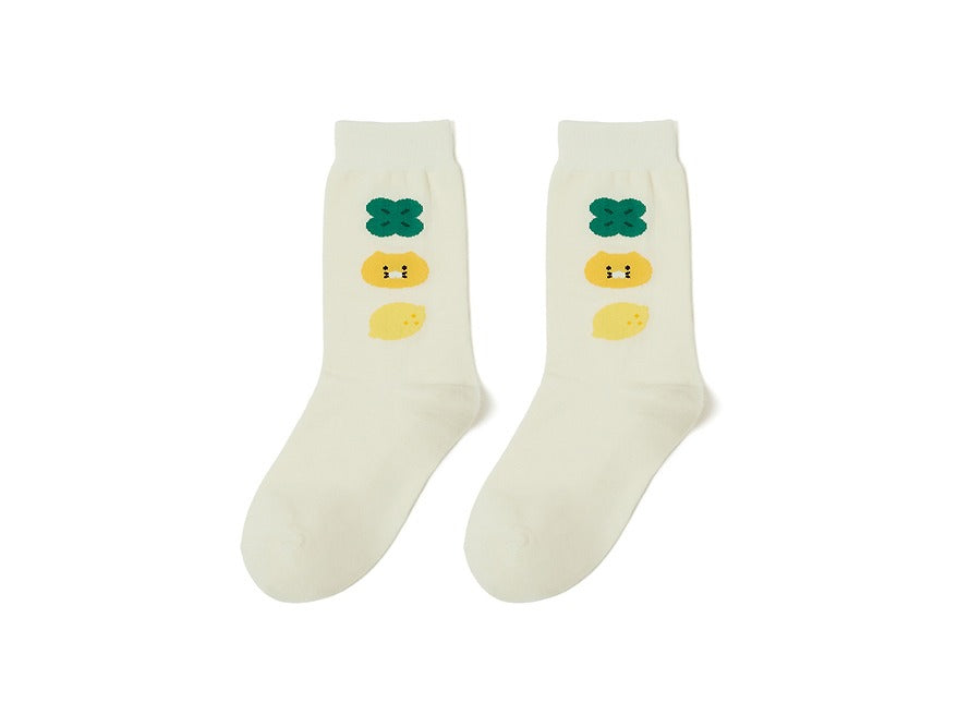 [KAKAO FRIENDS]Lucky Day Socks Chunsik (Green / Ivory)