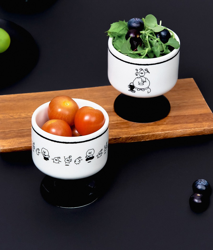 [KAKAO FRIENDS]Black and White Chef x Kakao Friends Chunsik Black and White Bowl Set (2 Pieces)