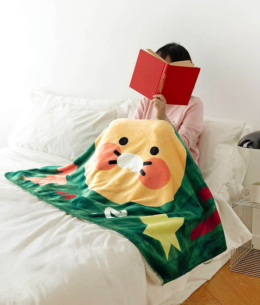 [KAKAO FRIENDS] Chunsik Fleece Blanket and Pouch Set