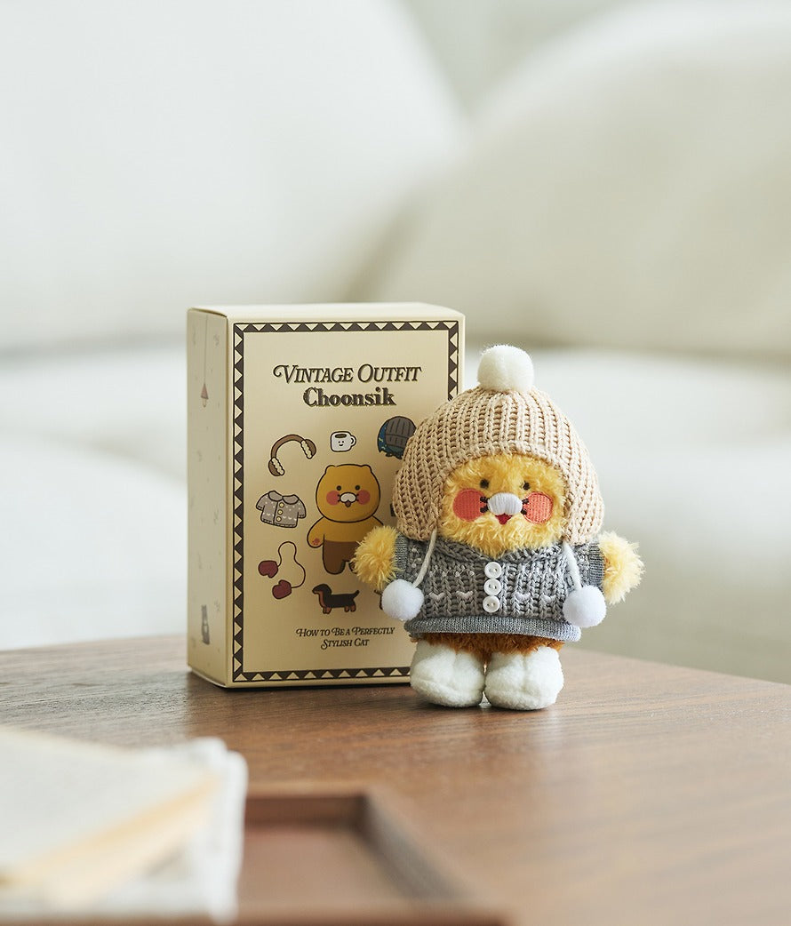 [KAKAO FRIENDS] Vintage Outfit Fleece Plush Keyring Set (5 types) Chunsik