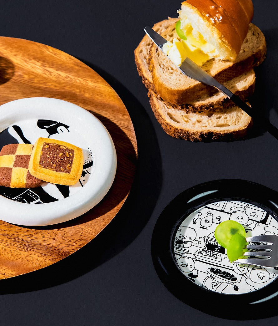 [KAKAO FRIENDS]Black and White Chef Plate Set (2 Pieces)