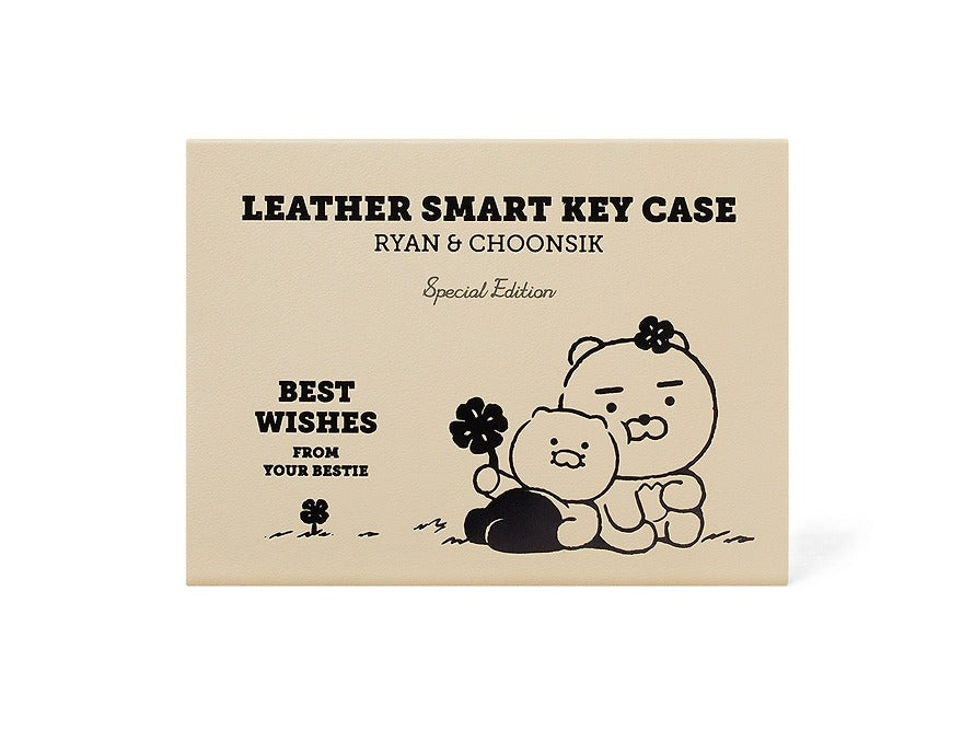 [KAKAO FRIENDS]Leather Smart Key Case Car Key Holder Chunshik Brown