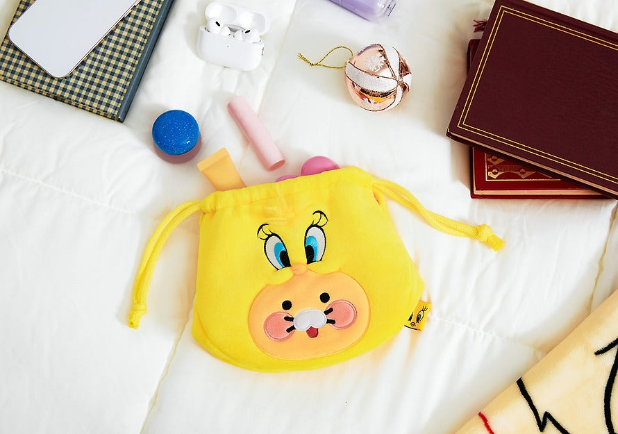 [KAKAO FRIENDS] Looney Tunes X Friends Tweety Face Drawstring Pouch  Baby Chunsik