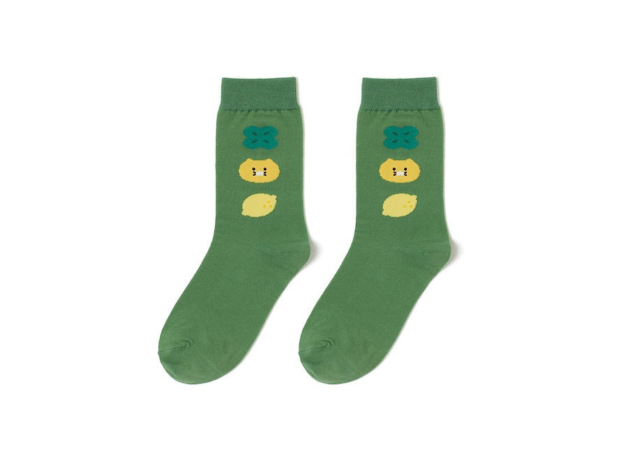 [KAKAO FRIENDS]Lucky Day Socks Chunsik (Green / Ivory)