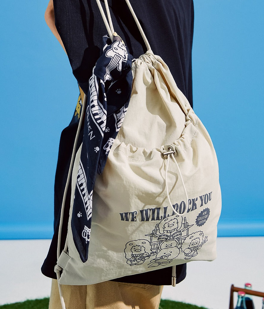 [KAKAO FRIENDS] QUEEN x Kakao Friends We Will Rock You Drawstring Bag Chunshik