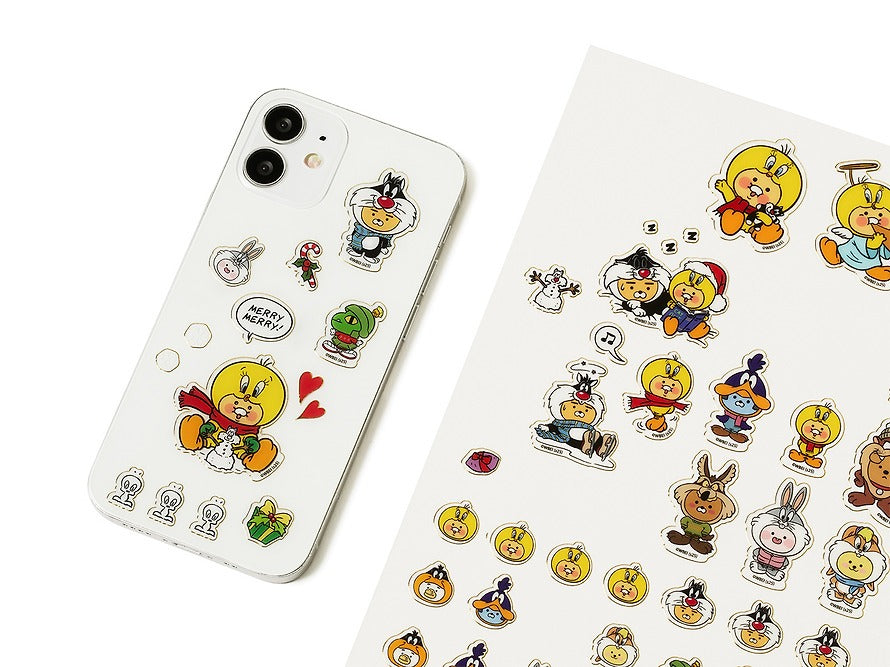 [KAKAO FRIENDS] Looney Tunes X Friends Gold Foil Clear Sticker Sheet