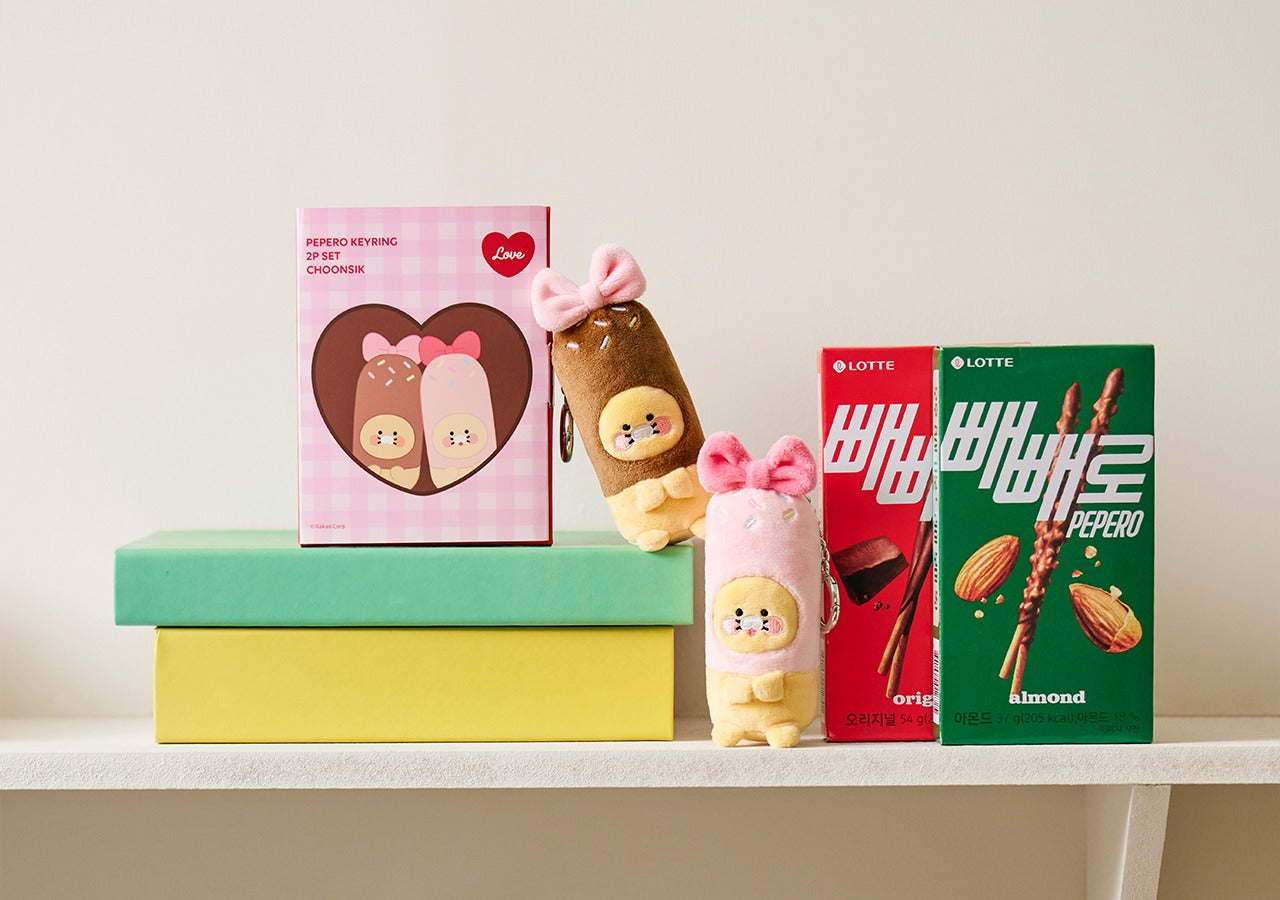 [KAKAO FRIENDS]Pepero Day Couple Keyring Set (Chunsik & Apeach) + Bonus Pepero 2P