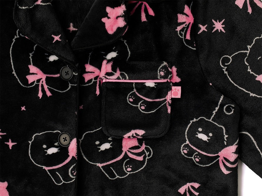 [KAKAO FRIENDS]Black Chunsik Womens Fleece Pajama Set