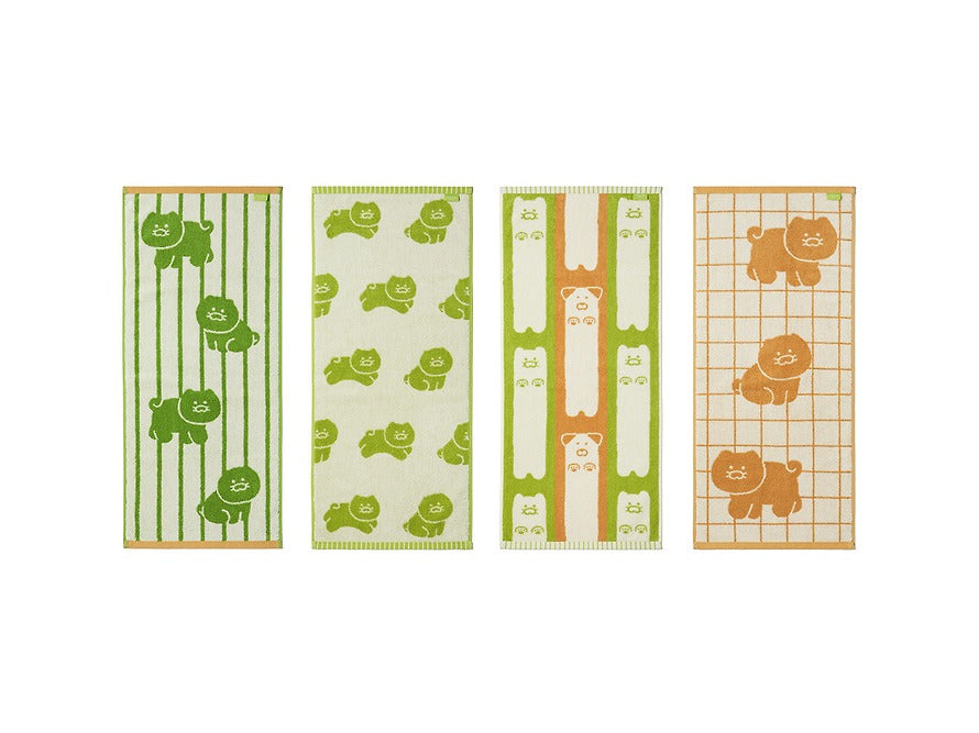 [KAKAO FRIENDS]FRIENDAY Face Towel Set 4 Pack Green Orange Chunshik